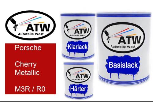 Porsche, Cherry Metallic, M3R / R0: 1L Lackdose + 1L Klarlack + 500ml Härter - Set, von ATW Autoteile West.